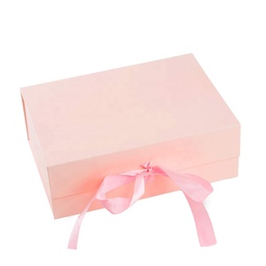 Nastro di raso rosa personalizzato scatole regalo di nozze pieghevoli e magnetiche per damigelle finitura opaca per artigianato e feste - Product Image 4