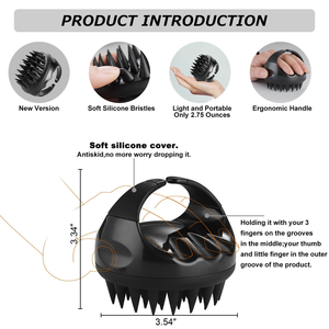 Cepillo Biodegradable de paja de trigo para el cuidado del cuero cabelludo, cepillo de silicona suave para el cuero cabelludo, masajeador de cabeza húmeda y seca - Product Image 2