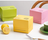 Boîte à pâtisserie jetable écologique de qualité alimentaire, en carton jaune recyclé, pour gâteaux et desserts d'anniversaire, emballage quatre couleurs