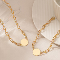 Ensemble collier et bracelet personnalisés gravés avec un nom, plaqué or 18 carats, chaîne en acier inoxydable de type trombone pour femmes, bijoux