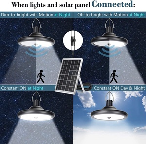 Lámpara Colgante Solar LED IP65 Impermeable con 112 LED, Lámpara con Sensor de Movimiento Inalámbrico para Exteriores, Lámpara de Techo Solar para Jardín - Product Image 6