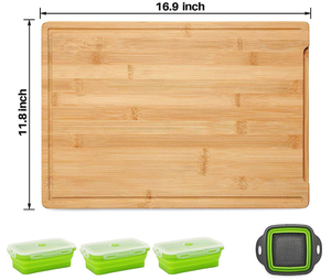 Planche à découper extensible en bambou pour évier de cuisine avec plateau - Product Image 6
