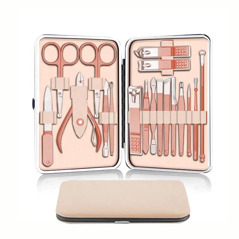 Rose gold 4/7/9/12/15/18 pcs stainless steel nail clippers care kit manicure pedicure set