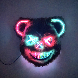 Máscara de oso LED luminosa, máscara de bola de Mascarada brillante para hombres y mujeres, accesorios de Cosplay, máscara iluminada, máscara, suministros de Halloween - Product Image 3