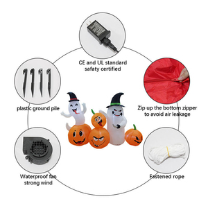 1.8M <b>Halloween</b> <b>Inflatable</b> Pirate Pumpkin & Spooky White Ghost with LED Lights Outdoor Yard Decor Ornament - Product Image 5