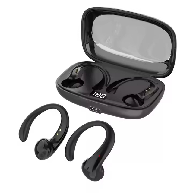 OWS-15 Wireless Sports Earbuds with LED Display, Secure Over-Ear Hook & Case, 48H Playback, Touch Control,Wholesale From Factory