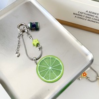 Groothandel Fruit Slice Acryl Sleutelhanger Mini Drankblikje En Ster Kraal Decor Sleutelketting Schattig Citroen Lime Design Tas Charm Hangertje