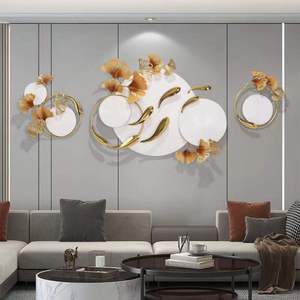 Decorazione da Parete in Metallo Dorato Creativa 150-180cm, Arte Moderna con Pesci e Foglie, Arredo Casa, Spedizione Rapida DDP - Product Image 1