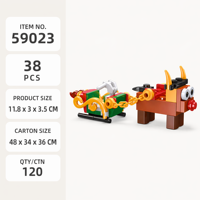Ensembles de blocs de construction personnalisés Traîneau de Noël Jouets pour enfants Jouet de construction STEM Briques DIY Kit de modélisme de Noël Cadeau sous marque privée