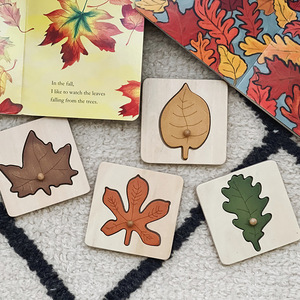 Juego de rompecabezas de hojas Montessori - Juguete educativo de madera con forma de hoja para niños pequeños - Product Image 3