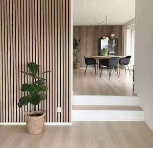 Panneaux muraux à lattes en bois noir Panneaux muraux acoustiques insonorisés et antibruit pour la maison - Product Image 1