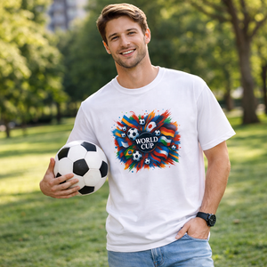 <span class=keywords><strong>T</strong></span>-shirt Girocollo a Maniche Corte in Cotone da Uomo <span class=keywords><strong>con</strong></span> Stampa a Schizzi di Bandiere Nazionali Bianche Vibranti 2026, Personalizzabile <span class=keywords><strong>con</strong></span> Logo Stampato, Casual - Product Image 5