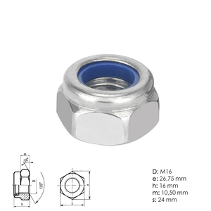 Dado autobloccante DIN 985 Zincato M16 - Product Image 1