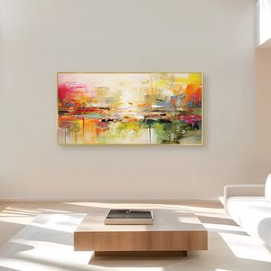 Quadro su Tela Fatto a Mano con Strati di Colore Espressivi e Tratti Verticali, Arte Murale per Arredamento e Decorazioni per la Casa - Product Image 1