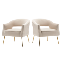Fauteuil d'appoint moderne en velours blanc pour chambre, bureau à domicile, salle à manger – Chaise confortable avec accoudoirs pour salon et salles d'attente