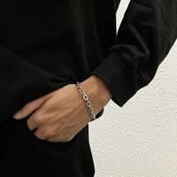 VAF Largeur 7mm Plat Angulaire Lien Polissage Bracelet 17 + 5CM En Acier Inoxydable Hommes À La Mode Personnalisé Lien Fermoir En Gros Bijoux