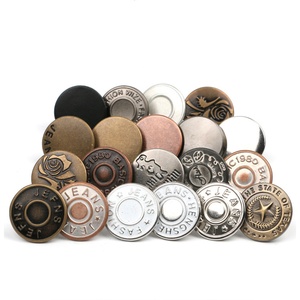 Classic Round Metal Jeans <b>Buttons</b> with Embossed Logo Nickel-Free 17mm Fashion Denim Accessories - Product Image 5