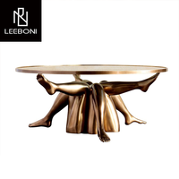 Table basse unique en verre transparent Offre Spéciale de style moderne base design pieds dorés