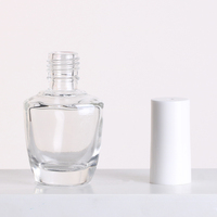 Flacon d'huile à ongles classique transparent de 15 ml, forme ronde carrée avec bouchon blanc