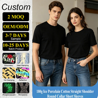 180g IJs Porseleinen Katoenen T-Shirt Heren 95% Katoen 5% Spandex Plus Size S-5XL Blank Custom Logo Ademend Korte Mouw Tee