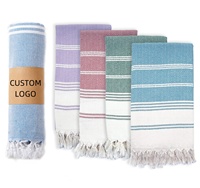 Serviette de plage XXL en coton doux à séchage rapide, imprimée à rayures, avec design Fouta Hammam anti-sable, idéale pour les voyages et le spa