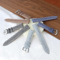 Bracelet de montre en cuir véritable souple et toile, style vintage en denim, accessoires pour montre connectée, bracelet de montre OEM ODM