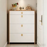 Meuble de salon en bois ultra-fin à porte rabattable, nouveau design minimaliste moderne couleur crème, meuble d'entrée gain de place pour la maison