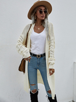 Cardigan long en tricot pour femme, personnalisé, col en V, couleur unie, tricoté