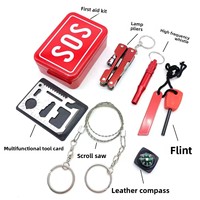 Kit de survie, équipement de plein air, outils de survie, boîte de rangement en métal, trousse de premiers soins d'urgence avec fonction SOS, modèle 008