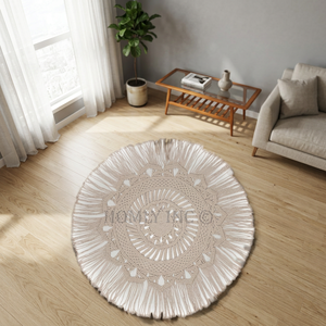 Elegant Handmade Boho Home Decor New Style <b>Round</b> <b>Carpet</b> Cotton Cord Area Rugs & Sets - Product Image 3