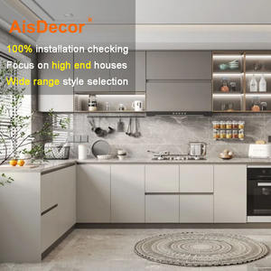 ตู้ครัวสำเร็จรูป Aisdecor ดีไซน์รวดเร็ว ทำจากไม้อัด ชิปบอร์ด MDF ตู้เก็บของแบบเกาะกลาง ตู้ครัวไม้สำหรับห้องครัวอพาร์ตเมนต์ - Product Image 1