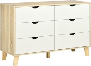 Stile scandinavo 6 cassetti cassettone in legno bianco aspetto 120X40X76 cm camera da letto portaoggetti gambe per soggiorno scarpiere - Product Image 3
