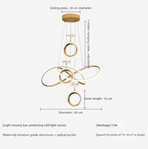 Lampada a Sospensione LED Rotonda in Acrilico, Design Multi-testa Lineare, <span class=keywords><strong>Semplice</strong></span> per Cucina, Camera da Letto, Soggiorno - Product Image 6