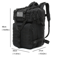 Sac à dos tactique système MOLLE grande capacité (36-56L) imperméable léger en nylon avec fermeture éclair pour randonnée, camping, chasse, sports de plein air