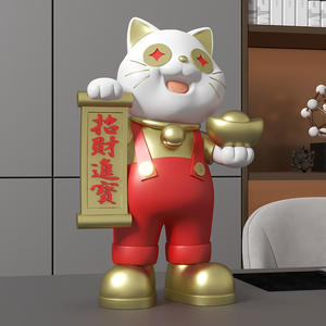 Sculpture de chat porte-bonheur en résine, artisanale, peinte à la main, tendance, décoration de bureau/caisse enregistreuse, petit cadeau créatif - Product Image 5