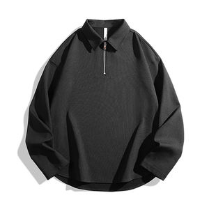 เสื้อโปโลแขนยาวผู้ชาย รุ่นใหม่ ฤดูใบไม้ร่วง ฤดูหนาว แบรนด์ทันสมัย สีพื้น ทรงหลวม ไหล่ตก สไตล์มินิมอล ปกซิป - Product Image 2