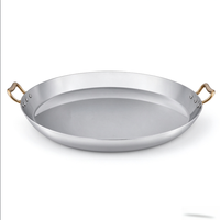 Assiette à steak en acier inoxydable tri-couches poli miroir, plateau de service ovale à double poignée, ustensiles de cuisine pour restaurant