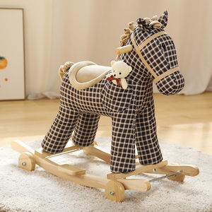 Caballo Balancín Infantil en Oferta, Caballo Balancín a Cuadros Marrones como Regalo para Niños - Product Image 3