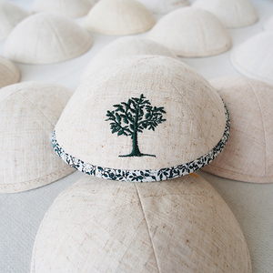 ผ้าลินินปักลายต้นไม้แห่งชีวิตตามสั่งแบบชาวยิว ahava สามารถทำสำหรับงานแต่งงานและ barbat mitzvahs ของขวัญยิว yarmulke - Product Image 1