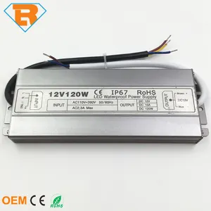 IP67 Iron Shell Power Supply 12V 10A AC110V-AC260V to DC12V DC24V for led strip led module lighting