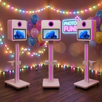 Photomaton à cadre métallique 9:16, ordinateur tout-en-un, photomaton de fête, photomaton de mariage avec lumières RGB et boîte volante