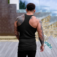 Débardeur de fitness tricoté pour homme, sans manches, côtelé à rayures verticales, coupe ajustée, respirant, pour l'entraînement en salle de sport, vente en gros