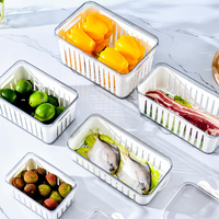 Nouveau produit : Boîte de conservation en plastique pour réfrigérateur, avec minuterie, pour fruits et poissons, bac à légumes avec panier d'égouttage