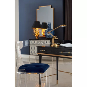 Chaise de mariage en velours, meubles d'hôtel, chaises de maquillage pour chambre à coucher, chaises de salle à manger en acrylique à dossier <span class=keywords><strong>transparent</strong></span> - Product Image 6