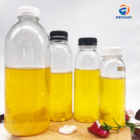 Bouteille de boisson en plastique ronde transparente de 250 ml, 350 ml, 500 ml, 1000 ml avec bouchon à vis anti-vol, fournie par l'usine