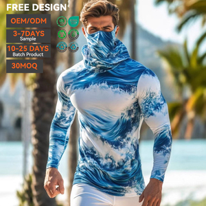 Sudadera con Capucha Deportiva de Manga Larga para Hombre, Venta al Por Mayor OEM, para Pesca, de Secado Rápido, Transpirable, UPF50, 100% Poliéster - Product Image 1