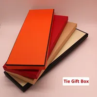 Boîte cadeau rectangulaire orange personnalisable avec couvercle en papier recyclable, finition mate, logo imprimé, pour foulards en soie et cravates, vente en gros