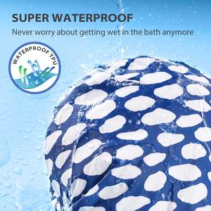 หมวกคลุม<span class=keywords><strong>ผม</strong></span>อาบน้ำแบบปรับได้ ผ้าซาตินบุซับใน ใช้ซ้ำได้ กันน้ำ สองชั้น สำหรับผู้หญิง - Product Image 2