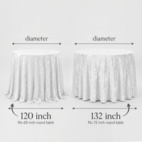 Nappe Ronde en Velours Blanc Écrasé Sans Couture en Polyester pour Fêtes de Noël et Événements de Mariage (Vente en Gros)