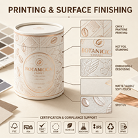 Emballage en tube de papier FSC sur mesure, écologique, boîte cylindrique artisanale pour café, thé, cadeau avec estampage à chaud, revêtement UV